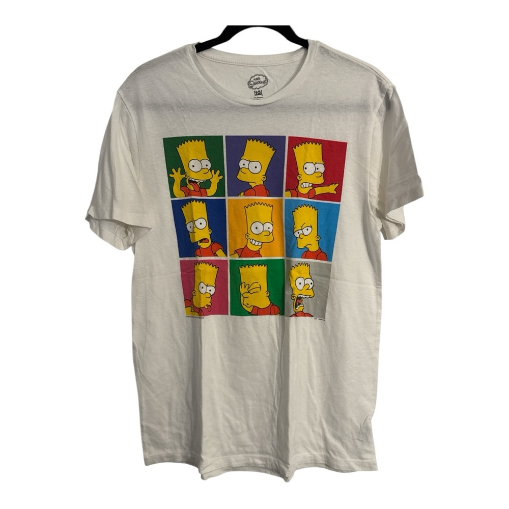 White Bart Simpson Short Sleeve Tee with Pop Art Design
